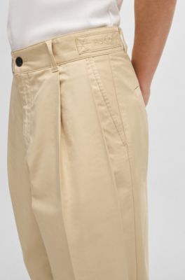 Relaxed-fit trousers in a cotton blend, Beige