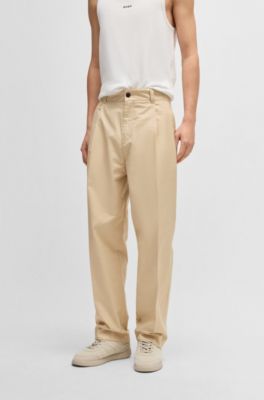 Relaxed-fit trousers in a cotton blend, Beige