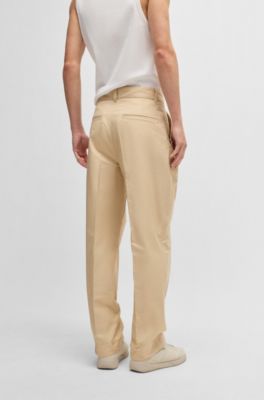 Relaxed-fit trousers in a cotton blend, Beige