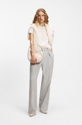 T-shirt van gemerceriseerde katoen met Double B-monogram, Naturel