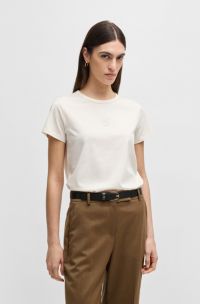 Camiseta de algodón mercerizado con monograma Double B, Natural