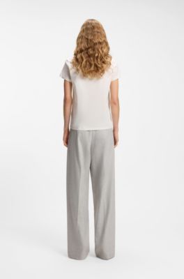 Mercerised-cotton T-shirt with Double B monogram, Natural