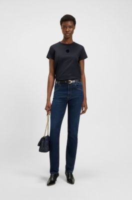 Mercerised-cotton T-shirt with Double B monogram, Dark Blue