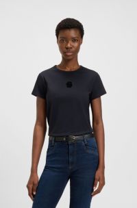 Mercerised-cotton T-shirt with Double B monogram, Dark Blue
