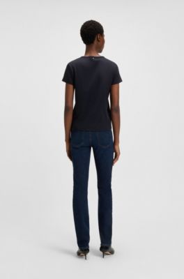 T-shirt van gemerceriseerde katoen met Double B-monogram, Donkerblauw