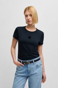 T-shirt en coton mercerisé avec monogramme Double B, Bleu foncé