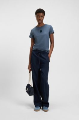 Mercerised-cotton T-shirt with Double B monogram, Blue