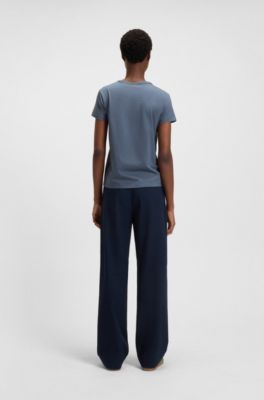 Mercerised-cotton T-shirt with Double B monogram, Blue