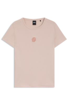 Mercerised-cotton T-shirt with Double B monogram, light pink