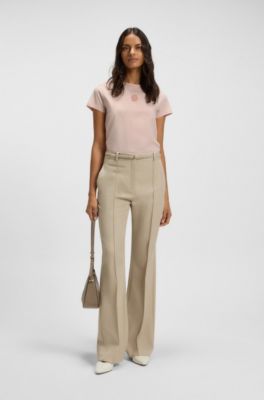 Mercerised-cotton T-shirt with Double B monogram, light pink