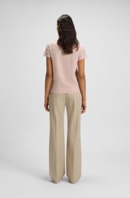 Mercerised-cotton T-shirt with Double B monogram, light pink