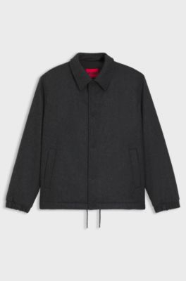 Regular-fit padded coach jacket in a wool blend, Dark Grey