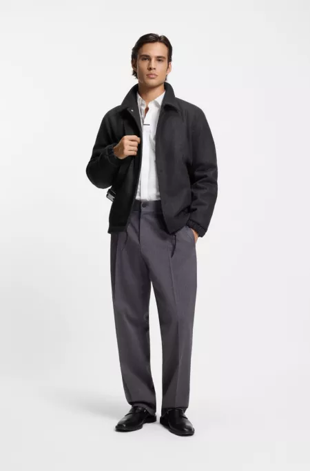 Regular-fit padded coach jacket in a wool blend