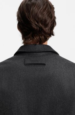 Regular-fit padded coach jacket in a wool blend, Dark Grey