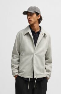 Giubbotto imbottito stile coach regular fit in misto lana, Grigio chiaro