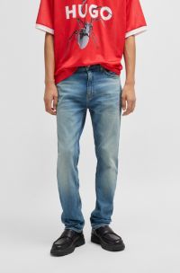 Slim-fit jeans in mid-blue stretch denim, Blue