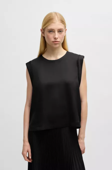 T-shirt sans manches en satin martelé