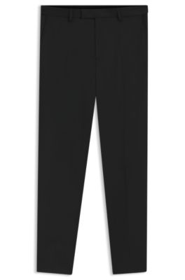 Slim-fit trousers in wool-blend twill, Black