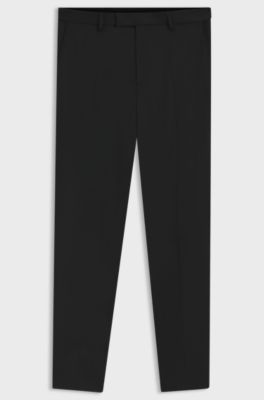 Slim-fit trousers in wool-blend twill, Black