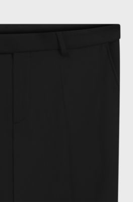 Slim-fit trousers in wool-blend twill, Black