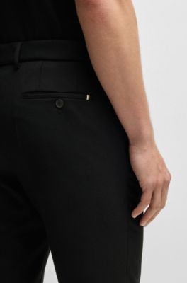 Slim-fit trousers in wool-blend twill, Black