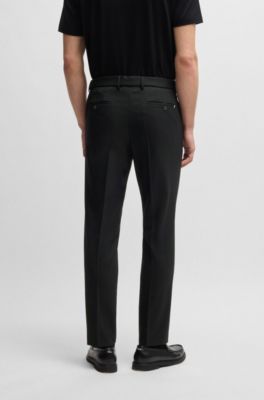 Slim-fit trousers in wool-blend twill, Black