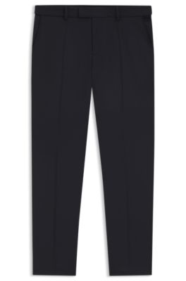 Slim-fit trousers in wool-blend twill, Dark Blue