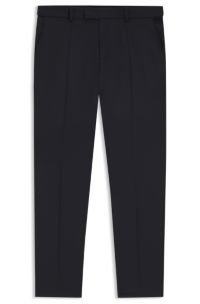 Slim-fit trousers in wool-blend twill, Dark Blue