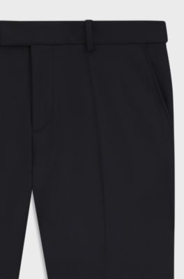 Slim-fit trousers in wool-blend twill, Dark Blue