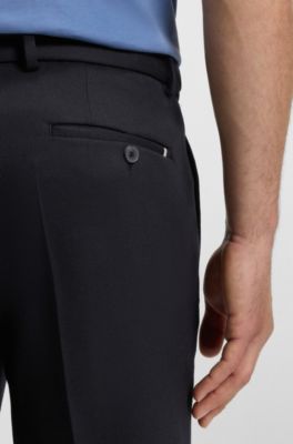 Slim-fit trousers in wool-blend twill, Dark Blue