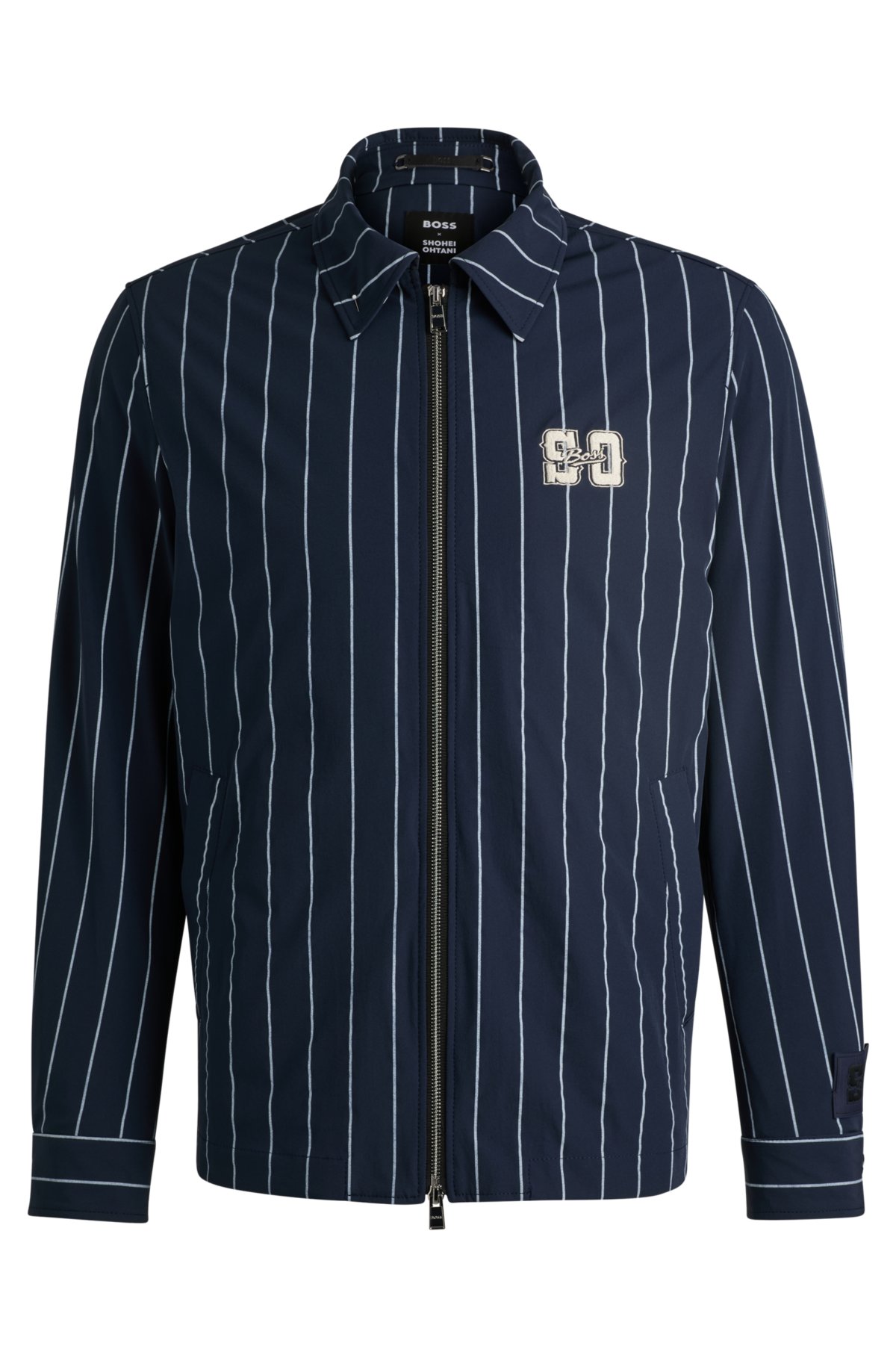 BOSS x Shohei Ohtani relaxed-fit striped jacket, Dark Blue