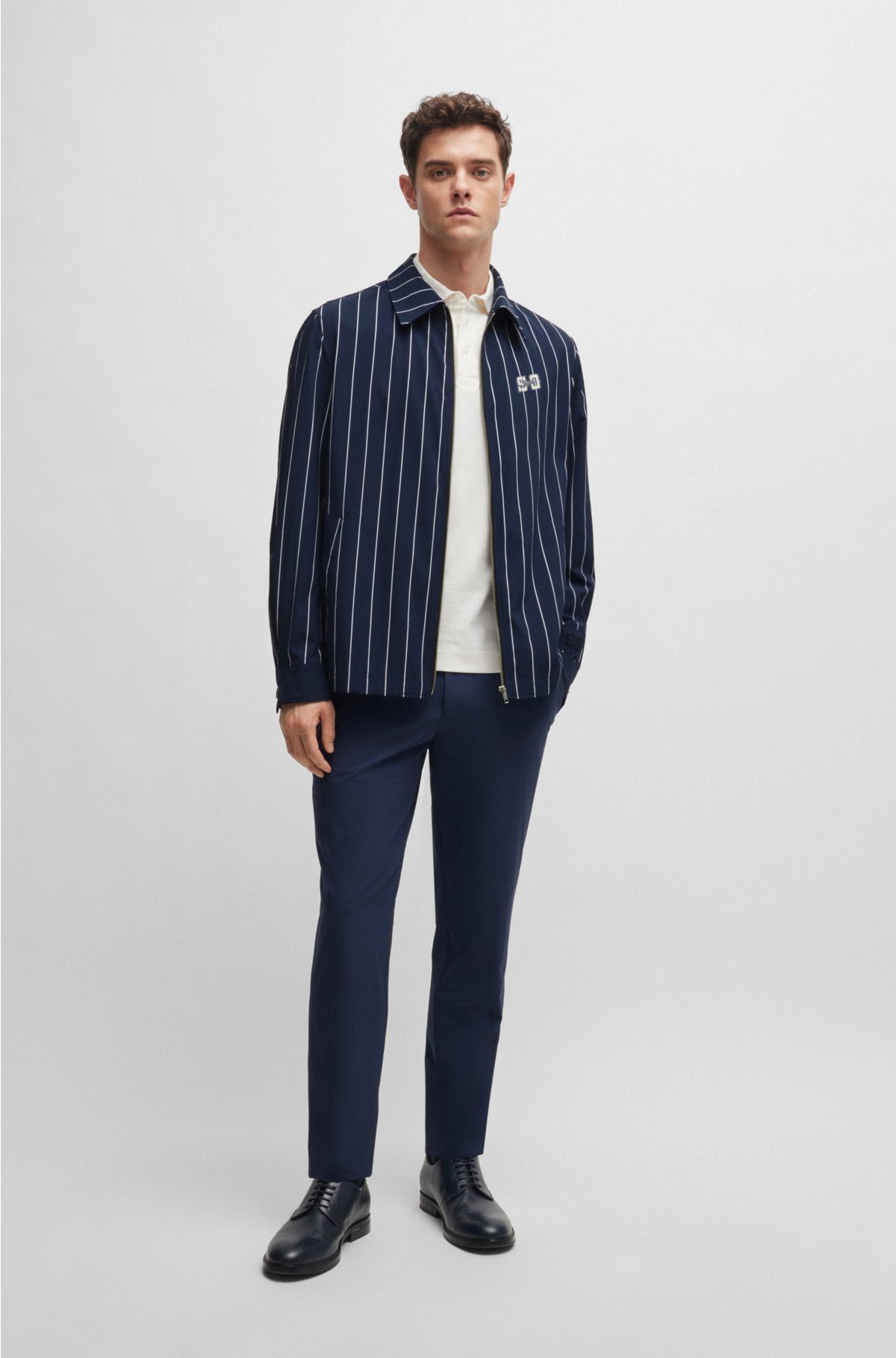 BOSS x Shohei Ohtani relaxed-fit striped jacket, Dark Blue