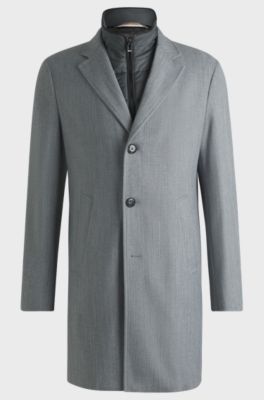 Slim-fit coat with detachable inner, Grey