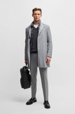 Abrigo slim fit con interior desmontable, Gris