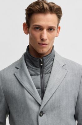 Slim-fit coat with detachable inner, Grey