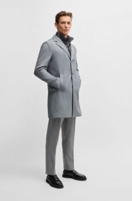 Abrigo slim fit con interior desmontable, Gris