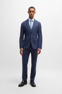 Costume trois pièces Slim en tissu stretch à carreaux, Bleu à motif