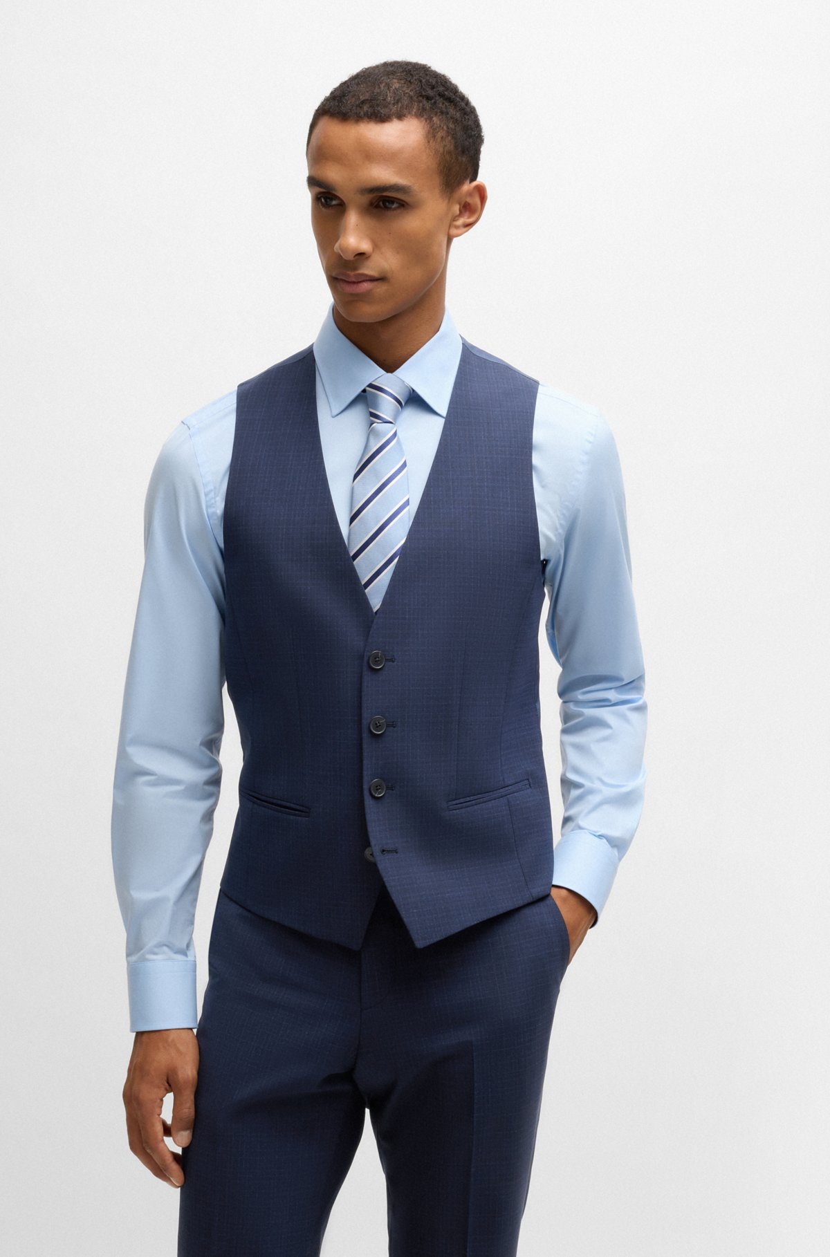 BOSS - スリムフィット スリーピーススーツ チェック ストレッチ BOSS - スリムフィット スリーピーススーツ チェック ストレッチ