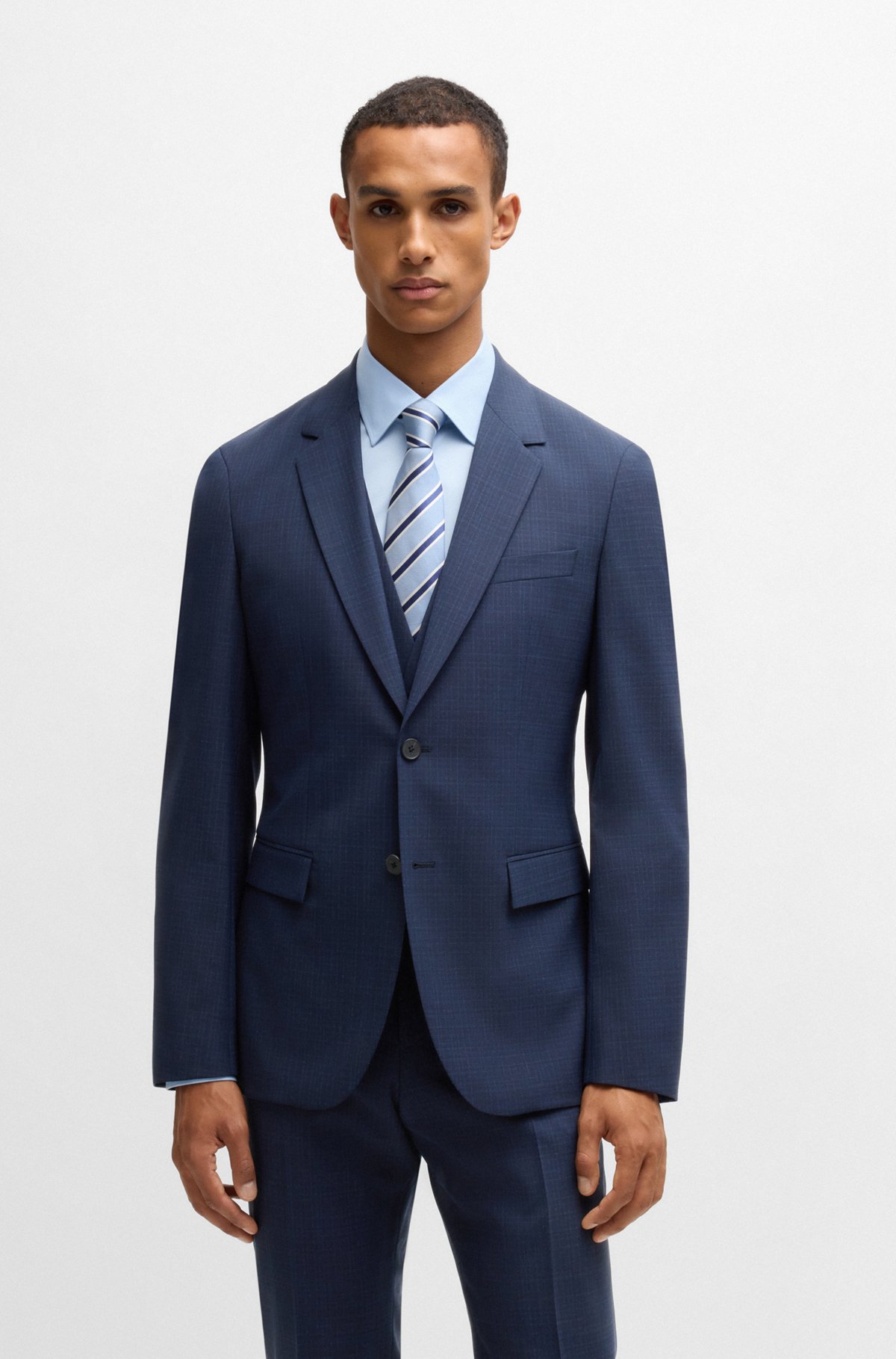 BOSS - スリムフィット スリーピーススーツ チェック ストレッチ BOSS - スリムフィット スリーピーススーツ チェック ストレッチ