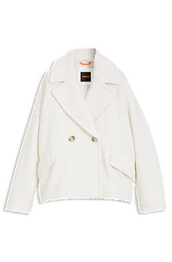 Loose-fit bouclé coat with double-breasted closure