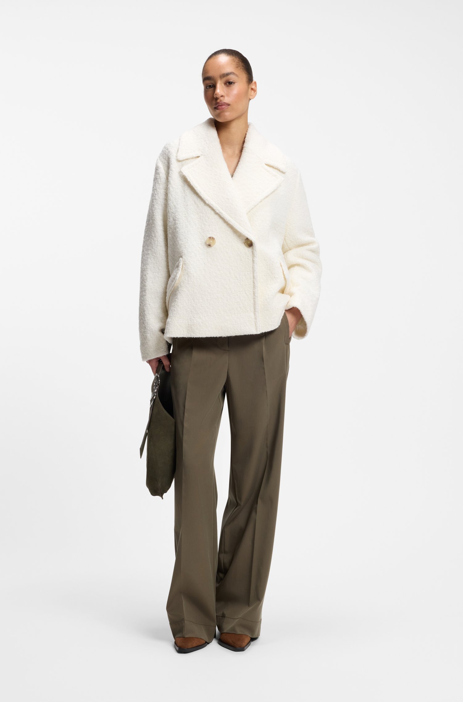 Boss Loose-fit bouclé coat with double-breasted closure kappor & rockar dam – bild 2