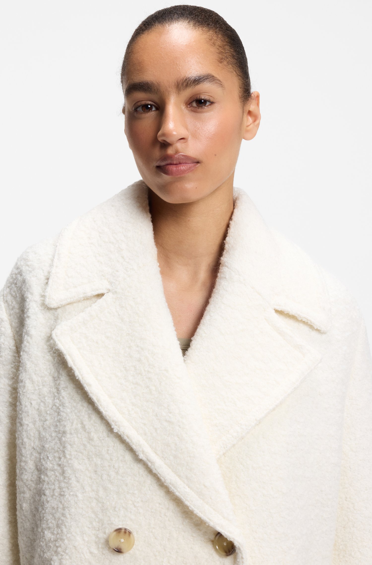 Boss Loose-fit bouclé coat with double-breasted closure kappor & rockar dam – bild 3