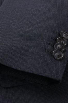 Slim-fit suit in micro-patterned stretch cloth, Dark Blue
