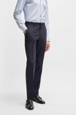 Slim-fit suit in micro-patterned stretch cloth, Dark Blue