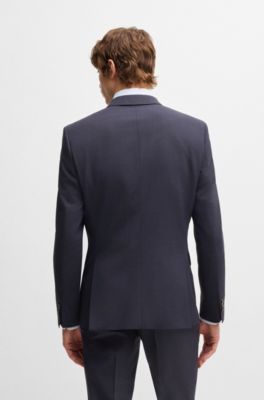 Slim-fit suit in micro-patterned stretch cloth, Dark Blue