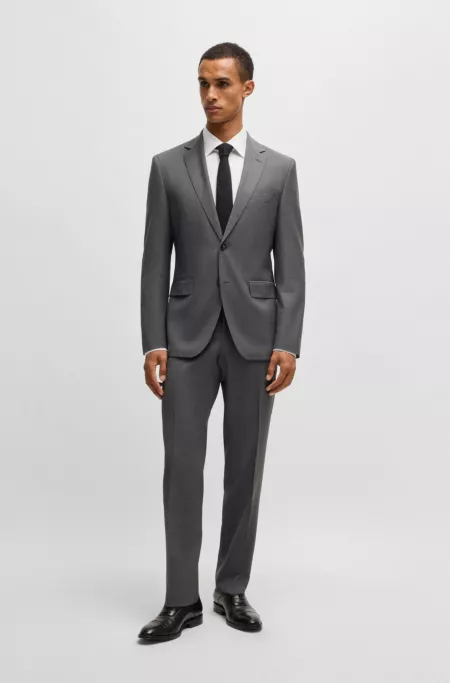 Regular-fit suit in micro-patterned virgin wool