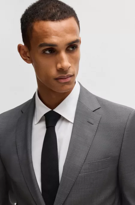 Regular-fit suit in micro-patterned virgin wool