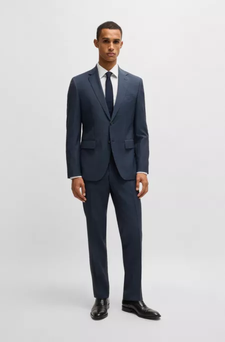 Regular-fit suit in micro-patterned virgin wool