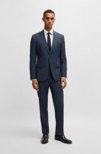 Regular-fit suit in micro-patterned virgin wool, Blue