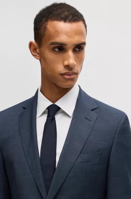 Regular-fit suit in micro-patterned virgin wool